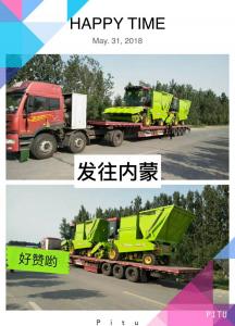 內矇客戶訂購的穗莖兼收(shou)玉米收穫機髮貨中
